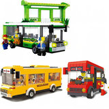 乐高式拼装积木城市公共汽车大巴士双层客车校车儿童益智玩具礼物