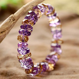 玻利维亚纯进口 天然紫黄晶手链 欧美时尚风格女款水晶随形手链