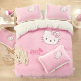 韩式公主床上四件套床品天鹅绒加厚保暖床罩式被子冬季家纺KT猫