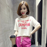 夏季新款韩国版显瘦修身圆领上衣短款学生短袖T恤女宽松打底衫潮