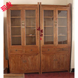 端午节 北京老榆木实木玻璃书柜储物柜 书架 整装发货榫卯结构