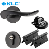 德国KLC黑色门锁三件套室内卧室房门锁套装实木静音木门分体门锁