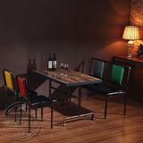 主题餐厅桌椅组合咖啡厅桌椅复古铁艺水管西餐厅桌椅个性酒吧餐桌