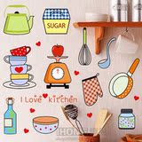 可移除墙贴 厨房小物件 创意卡通橱柜厨房装饰冰箱餐厅墙壁贴纸