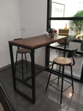 吧台桌椅组合客厅靠墙小吧台桌高脚桌高桌子现代简约铁艺实木家用
