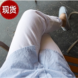 现货韩国女装官网正品代购 holicholic新款韩版棉布白色休闲长裤