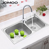JOMOO九牧 304加厚不锈钢厨房洗菜盆水槽双槽套餐02016配沥水篮