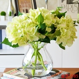 绣球仿真花艺套装花瓶 玻璃透明 欧式假花绢花餐桌装饰花摆件花束