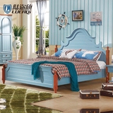 地中海1.8m双人床卧室组合实木床韩式床美式田园公主床气动高箱床