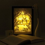 龙猫、光影纸雕 剪影纸雕灯DIY智能小夜灯创意礼物台灯