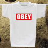 正品代购潮牌OBEY滑板嘻哈短袖简约经典英文字母男女纯棉圆领T恤