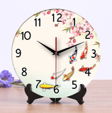 承沁包邮12寸陶瓷钟表客厅创意时钟台钟超静音挂钟座钟两用梅花