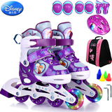 迪士尼儿童轮滑鞋宝宝女溜冰鞋可调小孩旱冰鞋男冰雪奇缘款全套装