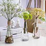 创意客厅摆件 插花点点透明花瓶桌面透明仿真绿植波点玻璃瓶假花