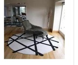 欧式简约圆形抽象黑白条纹加厚腈纶客厅茶几卧室床边地毯电脑椅