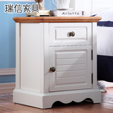 瑞信家具 地中海风格美式乡村实木床头柜白色简约现代木质床边柜