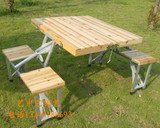 防腐木实木桌椅 户外花园桌椅 四人休闲桌椅 碳化庭院长凳组合