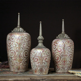欧式复古陶瓷储物罐 创意工艺品客厅美式摆件 家居装饰品玄关摆件