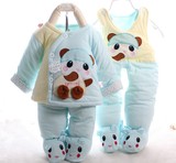 秋冬装棉衣服男女宝宝0-1-2岁3-6个月冬季棉袄加厚婴儿童三件套装