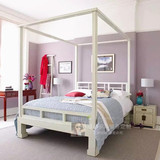 包邮新中式家具 现代实木布艺双人床架子床 样板房卧室床标准间床