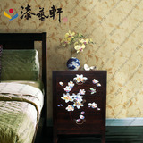 新现代中式中式田园彩绘全实木抽屉床头柜斗储物收纳边柜卧室家具