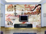 3d立体玉雕浮雕壁画壁纸客厅办公室卧室大型无缝背景墙布墙纸梅花