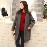 风衣女中长款秋装韩国学生修身显瘦纯色外套简约大码宽松开衫加厚