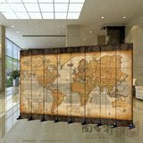 欧式地图 防水折叠屏风 世界航海地图办公酒店大厅会所隔断装饰