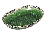 日本代购 餐饮具 陶瓷盘子 绿色釉彩绘 经典老式菜盘 复古家居