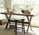 美式乡村 实木铁艺餐桌椅组合折叠饭桌防锈做旧酒吧桌办公桌 订制