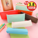 韩国文具 大容量糖果色果冻胶笔袋 可爱简约男女文具铅笔盒化妆袋