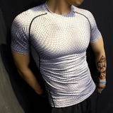 夏季健身短袖T恤男速干弹力训练紧身衣透气蛇纹篮球跑步运动服潮