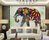 创意特别五花大象图案儿童房客厅电视沙发背景墙纸装饰画无缝壁画