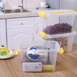 大中小号透明塑料手提有盖收纳箱 杂物整理箱储物箱 食品收纳盒