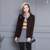 2015冬女装专柜正品牌外贸原单剪标简约单排扣修身上衣羊毛呢外套