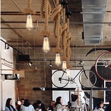 loft美式乡村创意复古餐厅咖啡馆奶茶店面包店灯个性装饰麻绳吊灯