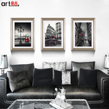 北欧黑白简约墙画建筑艺术风格装饰画客厅沙发背景三联画现代挂画