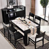 大理石餐桌现代简约餐桌椅组合小户型餐厅时尚家具圆角吃饭桌餐桌