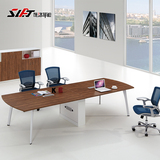 办公家具 简易板式会议桌简约现代长条桌带线盒贴木皮职员办公桌