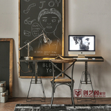 新款LOFT美式乡村铁艺电脑桌台式北欧宜家简易创意书桌卧室写字台