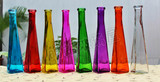 特价zakka 彩色透明细高三角小花瓶简约现代玻璃花瓶 满8只包邮