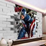 美国队长复仇者联盟大型壁画男孩儿童房卧室墙纸电影主题餐厅壁纸