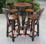 厂家直销 实木酒吧桌椅组合 咖啡桌椅套件批发 高脚凳 吧台椅002