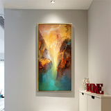 纯手绘艺术画  玄关装饰画走廊挂画过道壁画墙画现代中式抽象山水