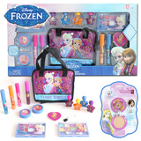 迪士尼冰雪奇缘手提包彩妆套装儿童化妆品盒表演套装玩具专用彩妆