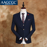 AAGCGC 春季新品商务正装结婚礼服男士纯色棉麻提花西服4752