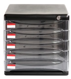 得力五层带锁文件柜 桌面透明抽屉 塑料资料文件箱 得力9795