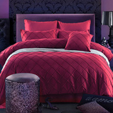 苏娜国际夏季活性四件套素色简约被套床单纯色床上用品1.5 1.8m