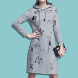 MIUCO2015欧洲站秋冬新款女装重工刺绣钉珠连帽卫衣版时尚连衣裙
