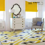 菱形北欧宜家样板间地毯手工腈纶地毯客厅茶几沙发卧室床尾定制黄